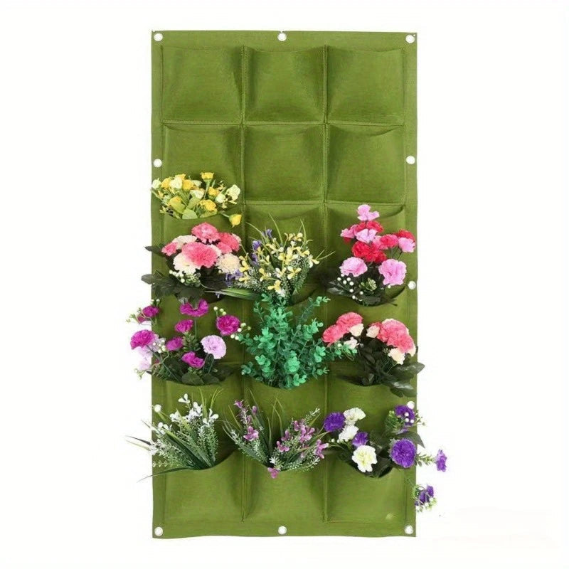 Wall-Mounted Vertical Plant Bag with 18 Pockets Made of Felt
