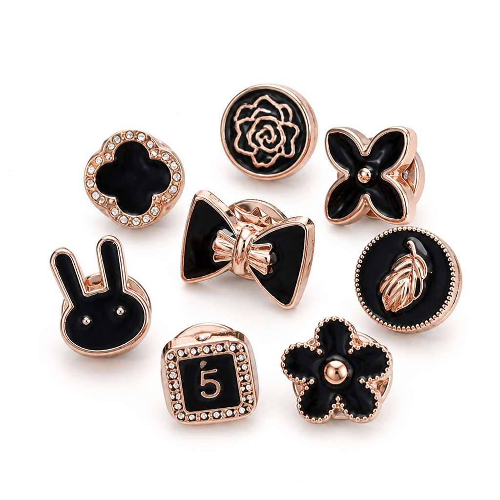 Needle-Free Rose Gold Crystal Snap Buttons (Set of 6)