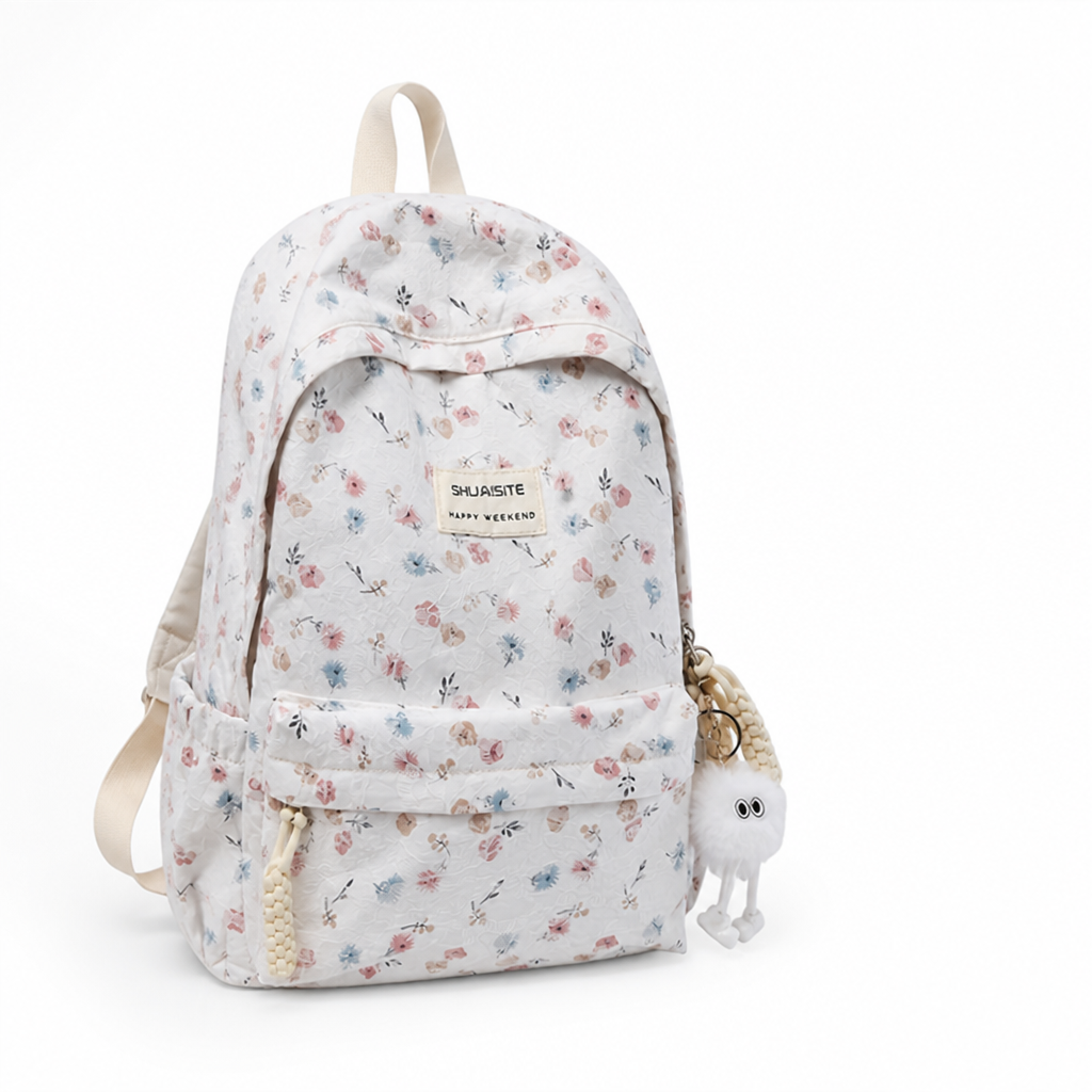 Padded Shoulder Straps & Floral Print Backpack