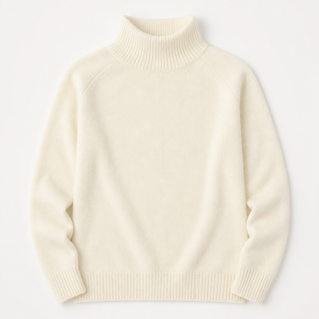 ArcticSilk™ – Comfortable Relaxed-Fit Turtleneck Sweater Featuring Ribbed Edges