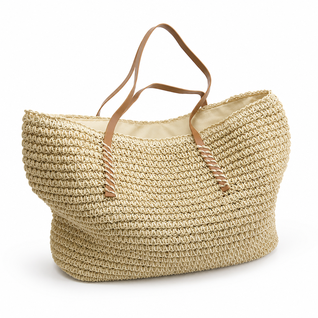 Spacious Woven Shoulder Handbag