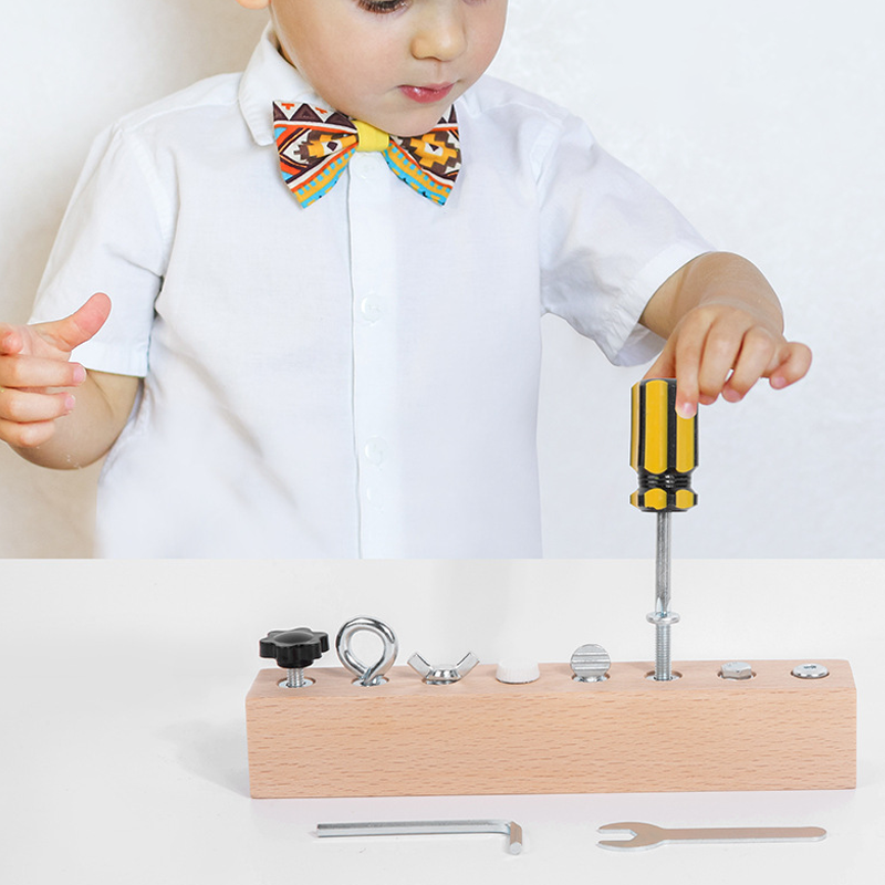 Children's Wooden Fastener Board – 8 Different Screw Types