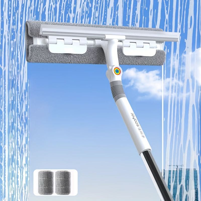 360-Degree Glass Squeegee with Extended Handle for Efficient Cleaning