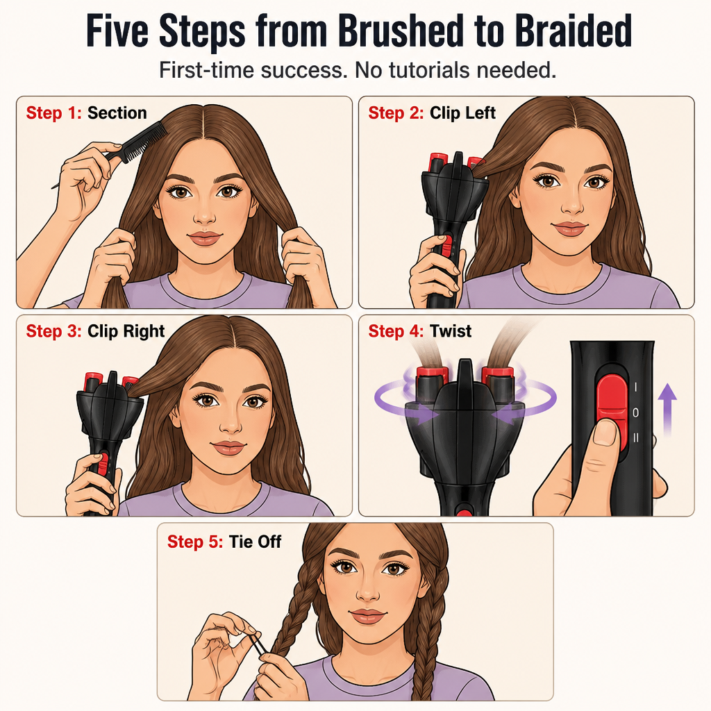 TwistEase™ Electric Braider — Effortless, Pain-Free Braids That Transform Your Mornings