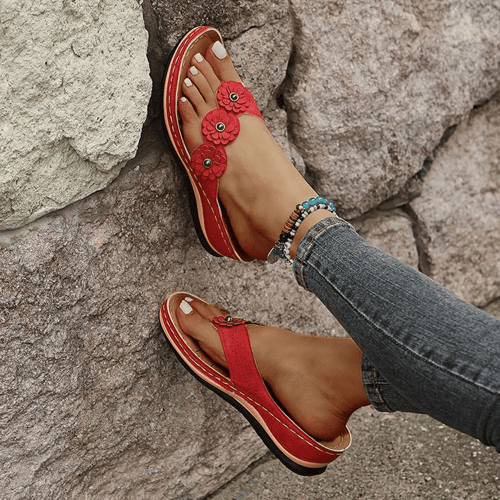 Wedge Sole Sandals for Women with Floral Accents