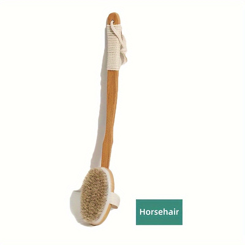 Long Wooden Handle Bath Brush – Exfoliating Back Scrubber with Boar Bristles