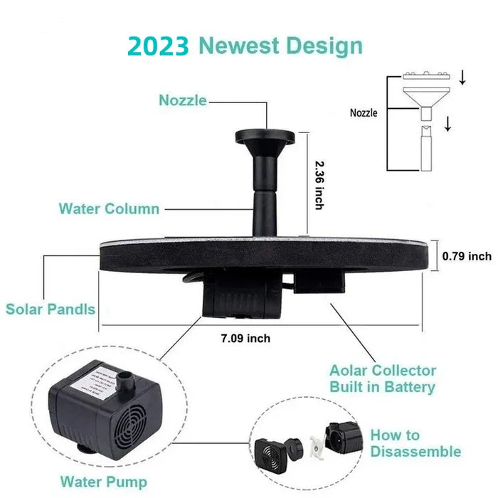 Garden and Pond Solar Fountain with Four Different Nozzles
