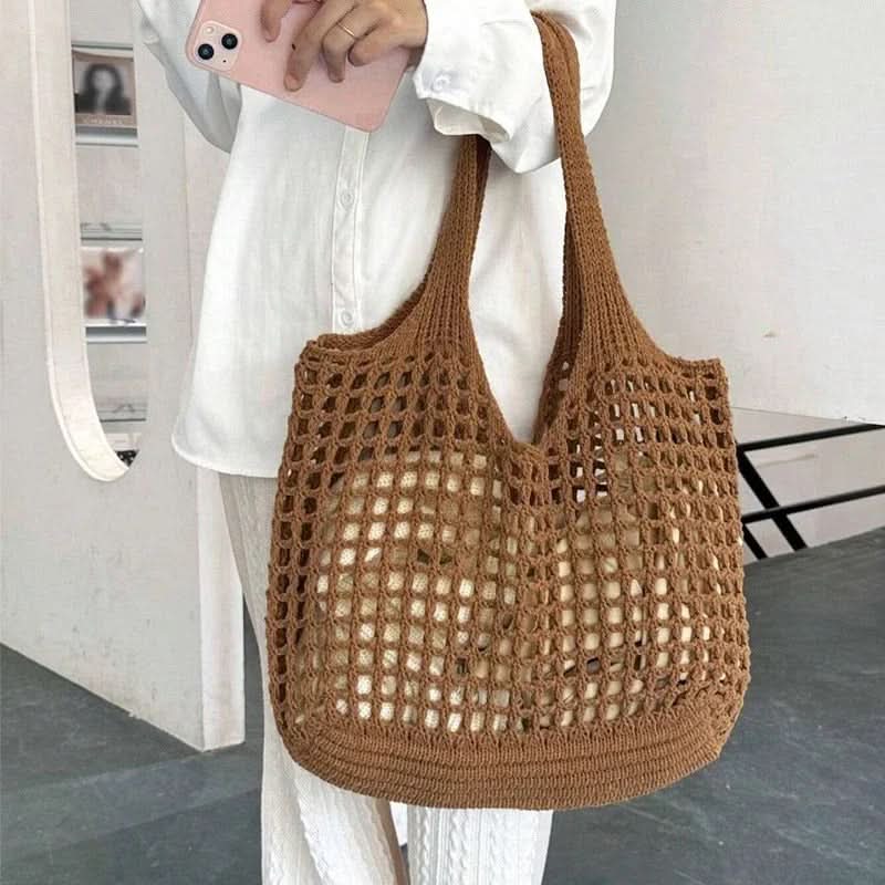 Crochet Beach Tote Bag with Woven Design