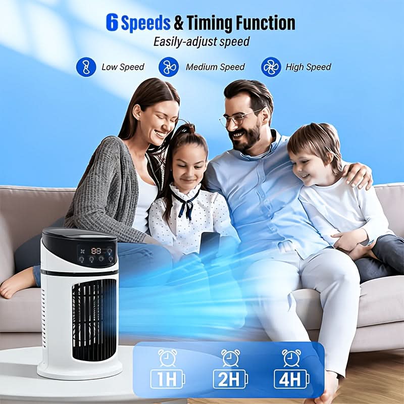 4-in-1 Desktop Air Cooler with Mist Fan, Humidifier, and Night Light