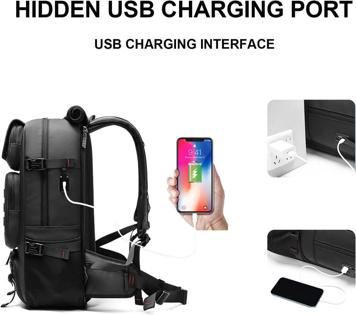 Large 50L Waterproof Backpack with USB Charging and Shoe Storage for Travel