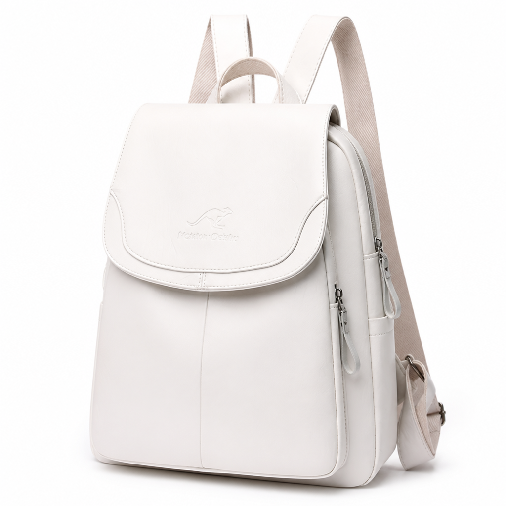 Anti-Theft Embossed Leather Backpack