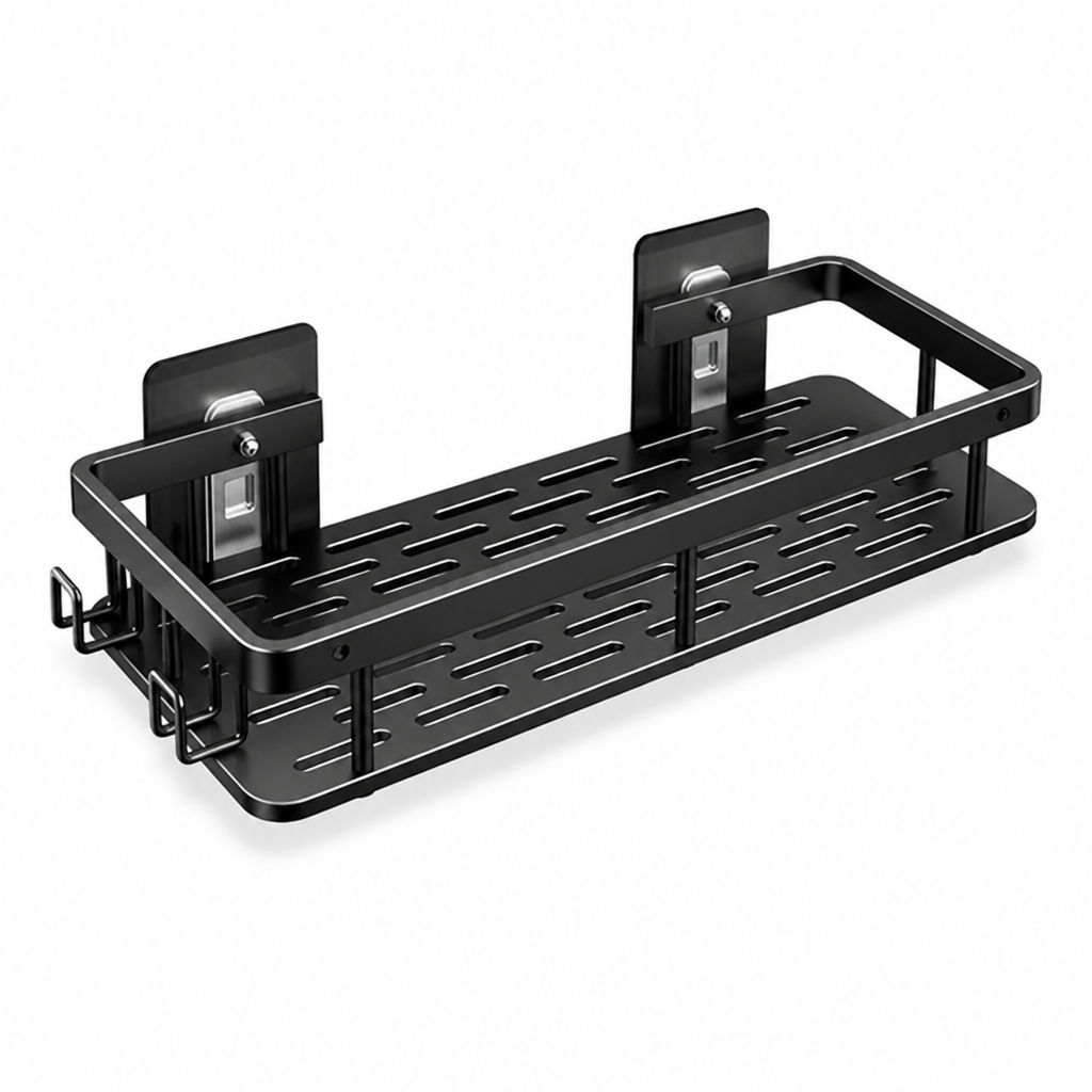 Drill-Free Self-Adhesive Stainless Steel Bathroom Shelf