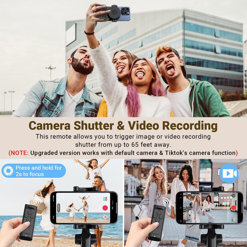 Bluetooth Camera Shutter with Smartphone Grip and 180° Stand Base