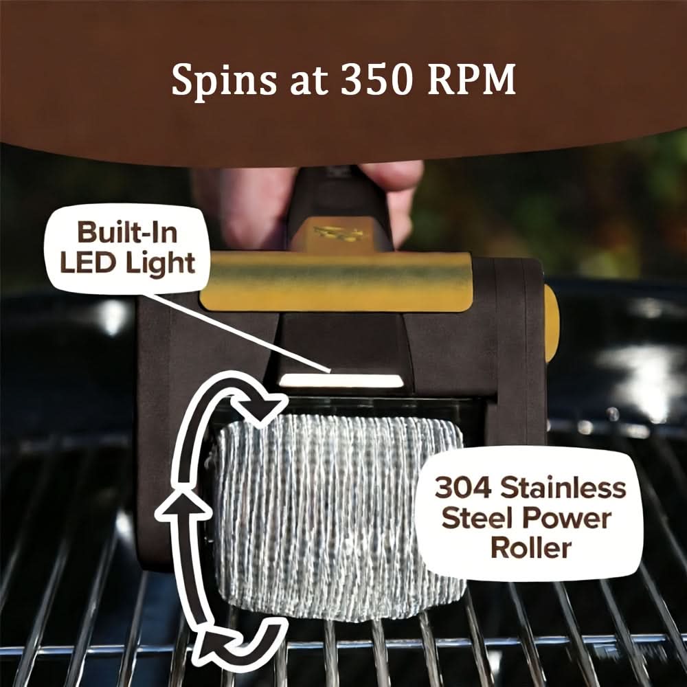 Electric Grill Cleaning Brush with Stainless Steel Roller