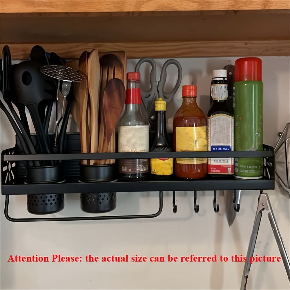 Wall-Mounted Kitchen Storage Rack for Organizing Supplies