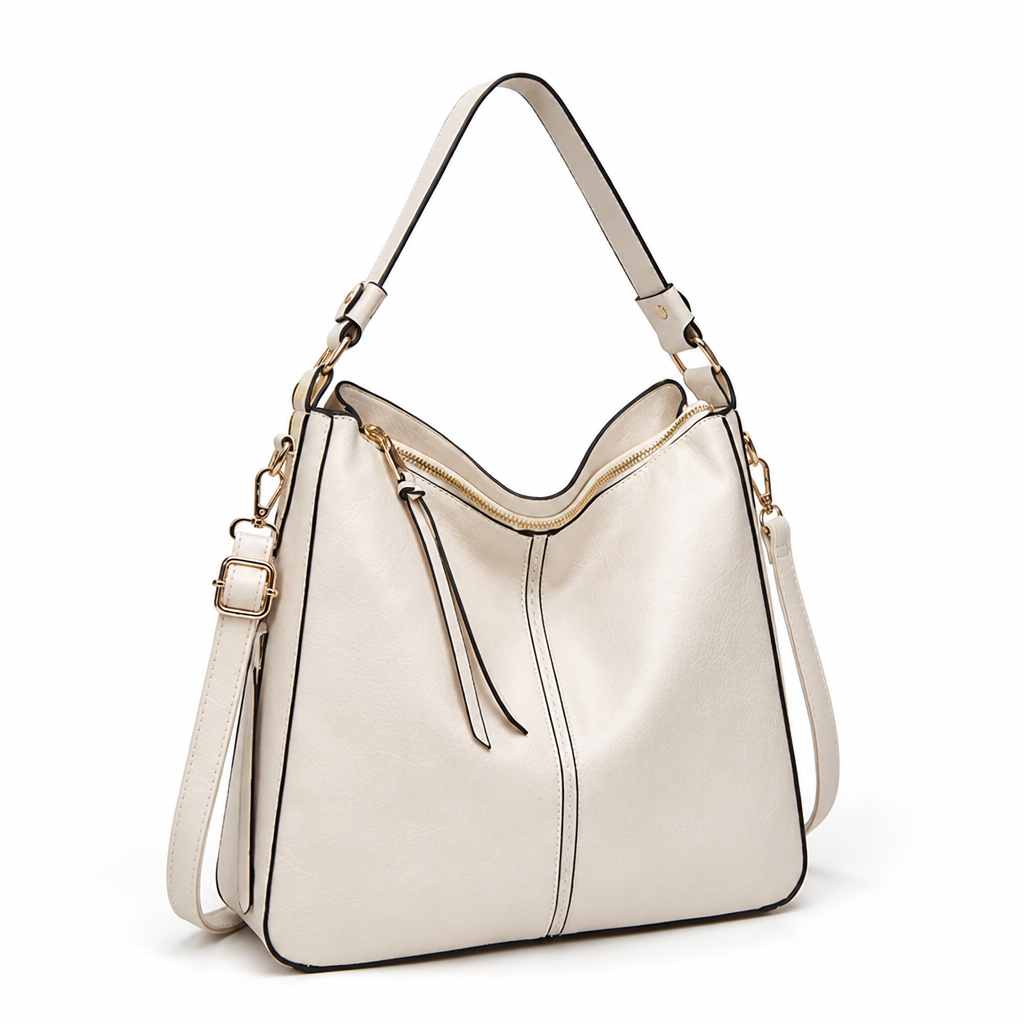Genuine Leather Gold Hardware Hobo Shoulder Bag