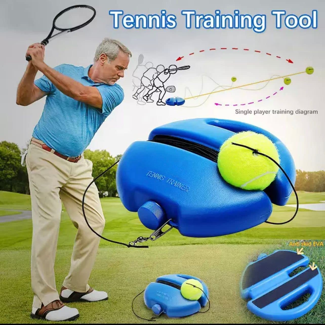 Solo Practice Rebound System for Tennis Training