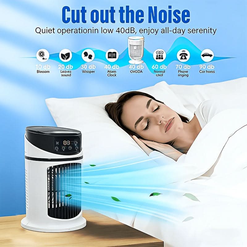 4-in-1 Desktop Air Cooler with Mist Fan, Humidifier, and Night Light