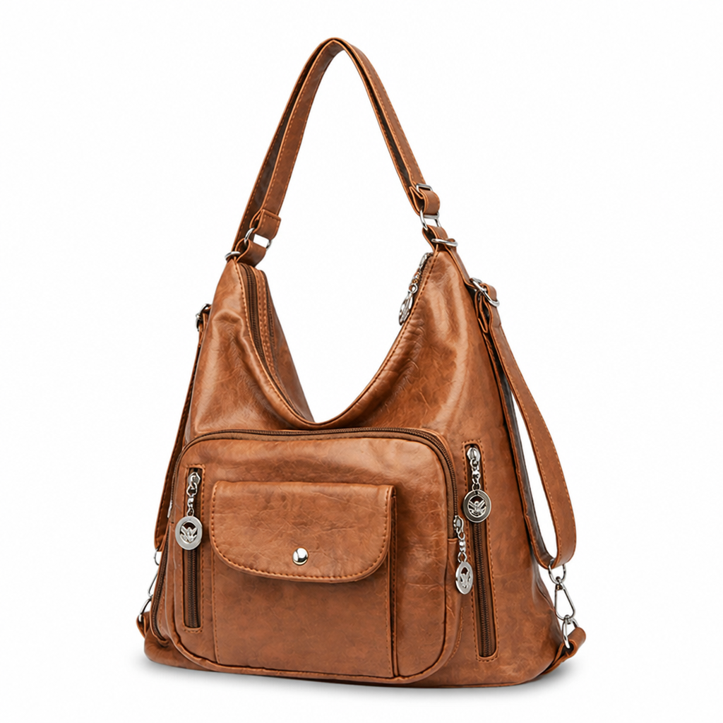 Supple Leather Convertible Tote Bag (Magnetic Closure)