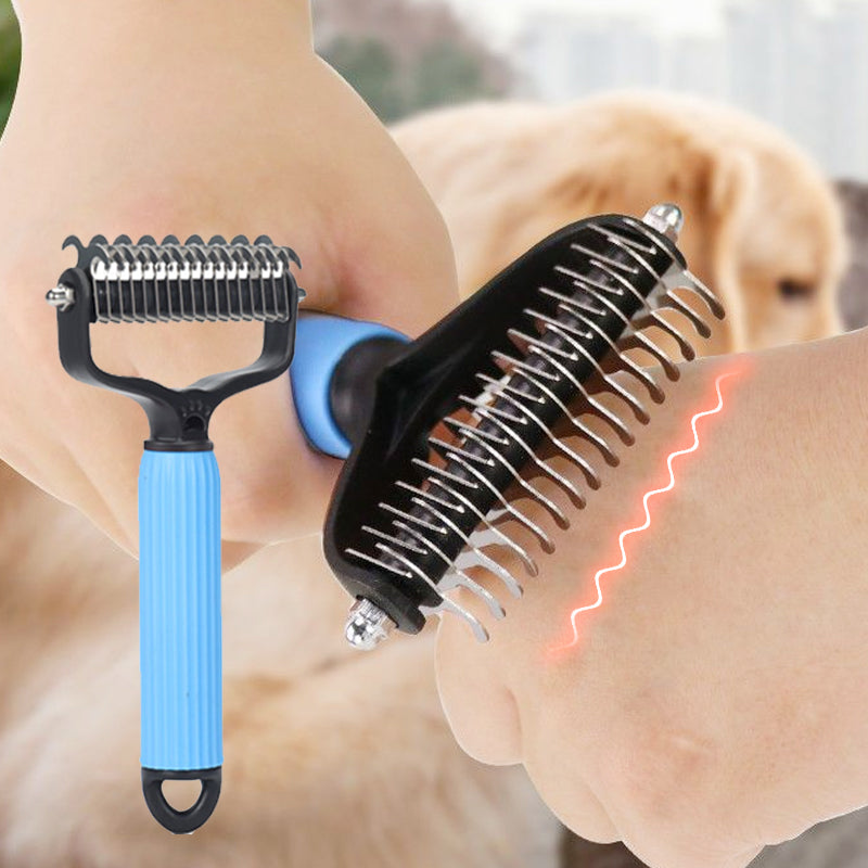 Gentle Dematting Brush for Pets – Adjustable Grooming Tool for Dogs and Cats