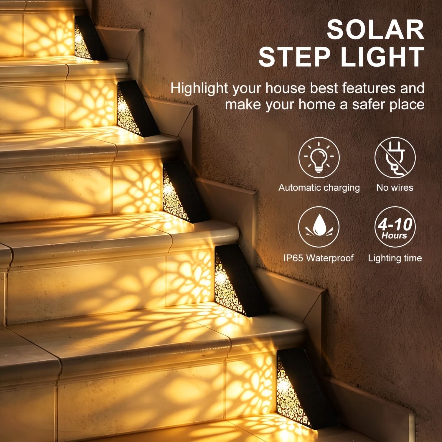 Outdoor Solar Step Lights in Metal Design