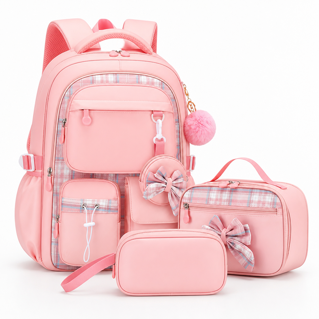 Large Capacity Lightweight Tablet-Compartment Backpack & Handbag Set (3-Piece Set)