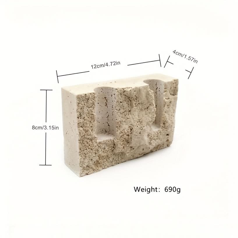 Rectangular Marble Candle Holder with Two Openings