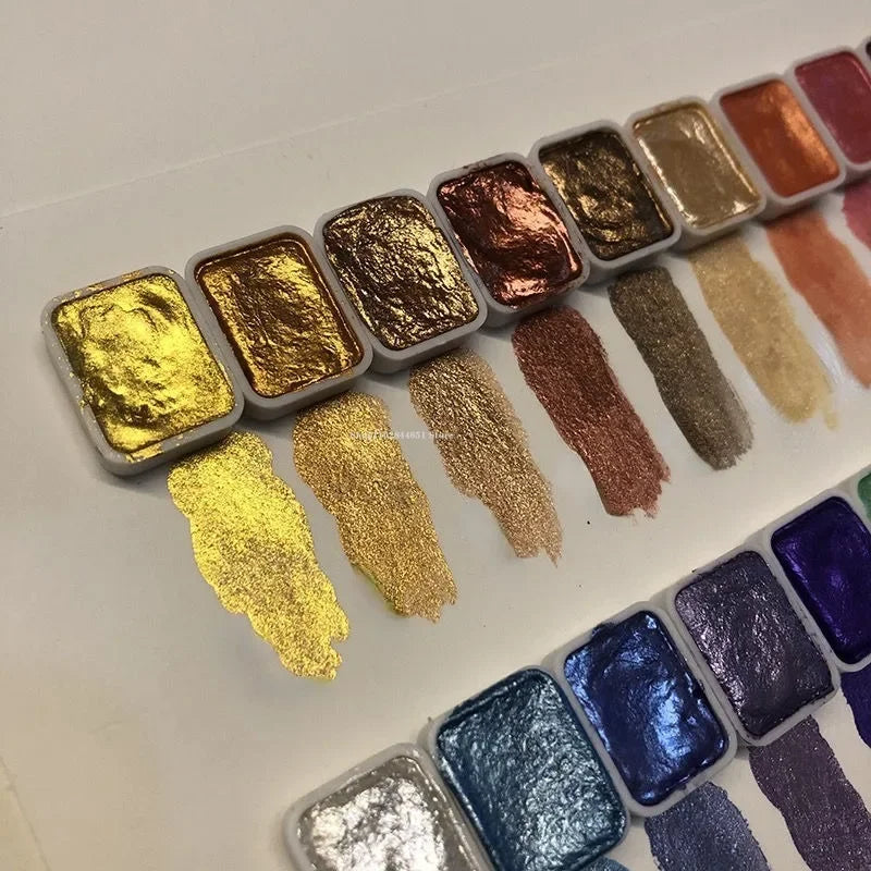 Metallic Pigment Kit – 10 Shimmering Colors with Mixing Palette