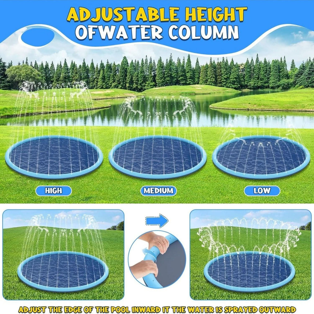 Large Inflatable Splash Mat for Water Play & Dog Cooling in the Backyard