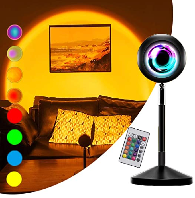 Sunset Lamp | 16 Colors + Remote LED Projector Table Lamp with USB Nightstand Light