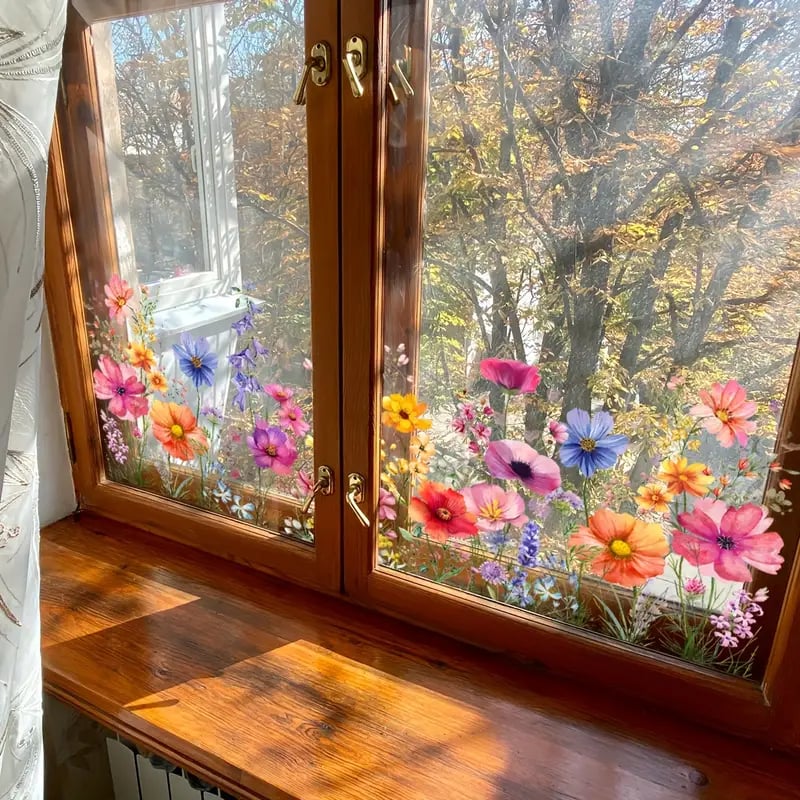 Floral and Butterfly Window Decals – Nature-Inspired Design