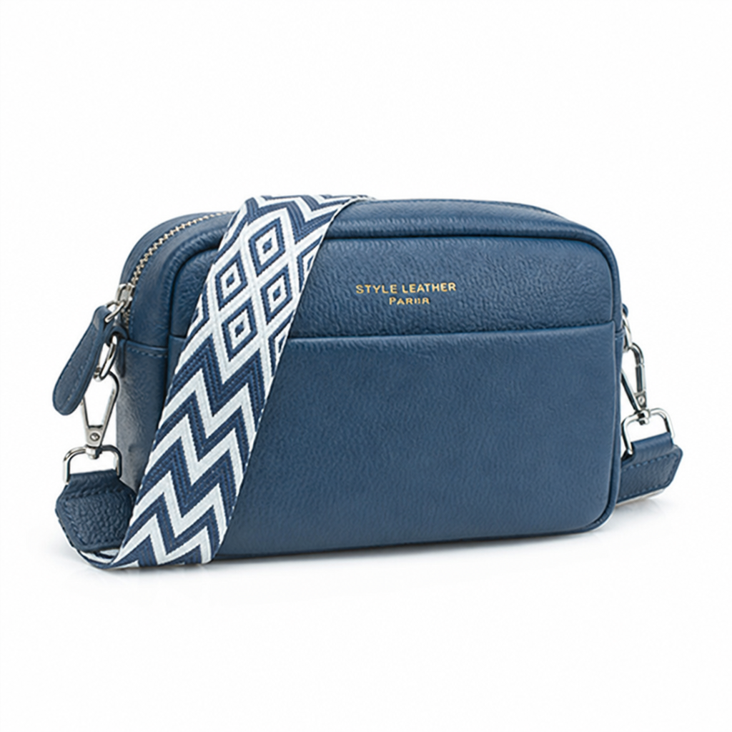 Genuine Leather Crossbody Camera Bag (Detachable Geometric Strap)
