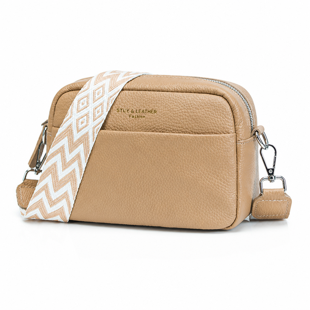 Genuine Leather Top-Handle & Detachable Strap Crossbody Bag