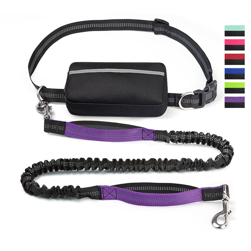 Bungee Dog Leash for Hands-Free Use – Reflective Waist Strap for Running, Hiking, and Walking