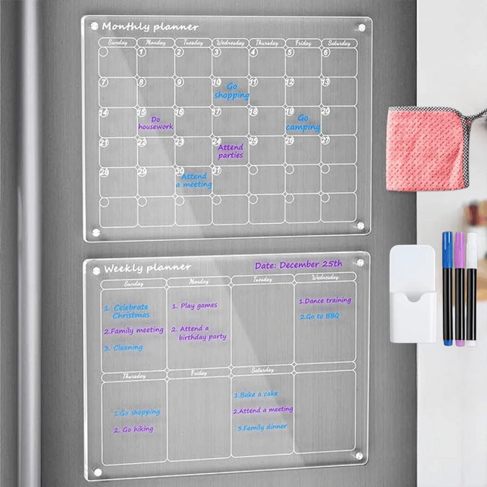 Writable Magnetic Calendar for Refrigerator – Includes Markers