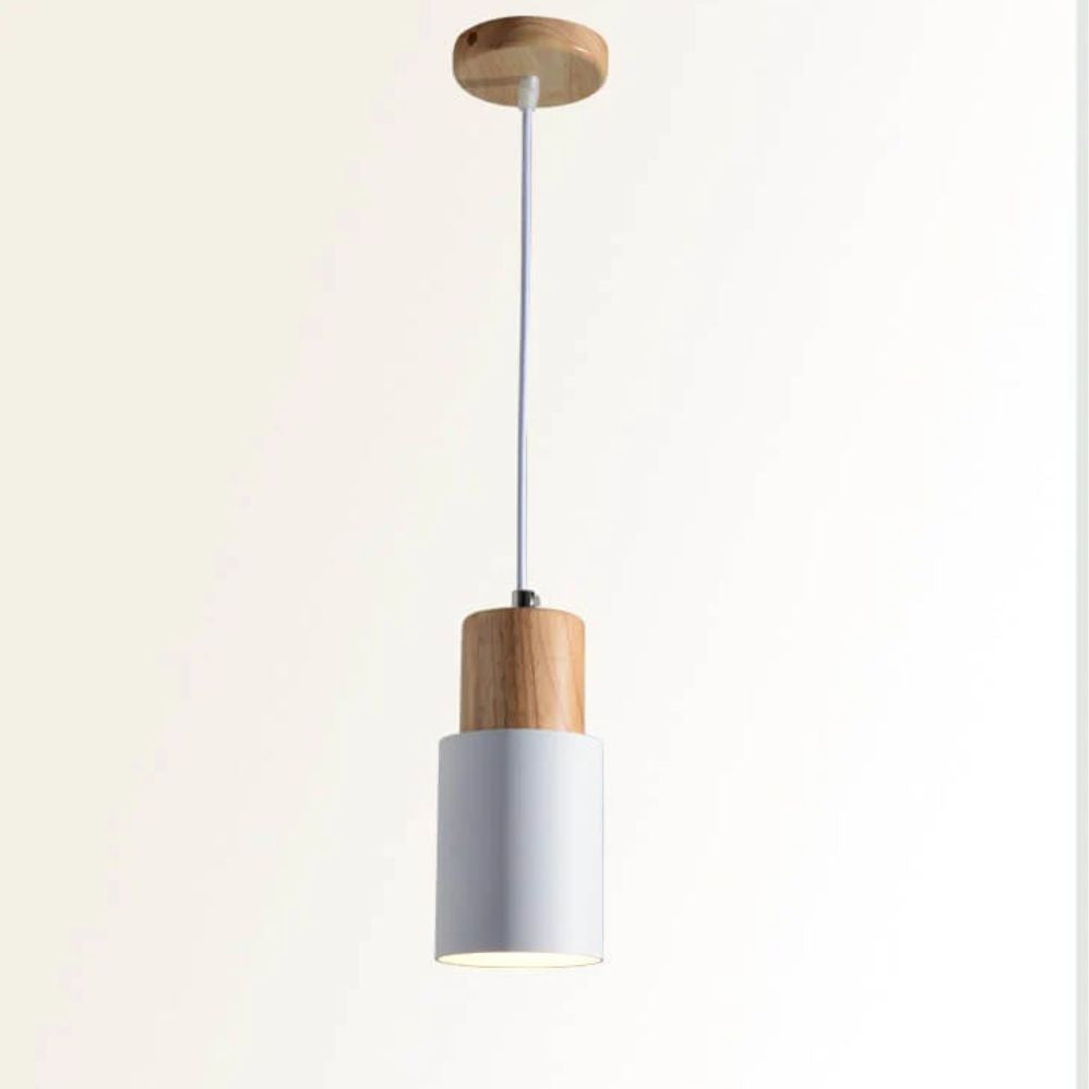 Industrial Style Pendant Light with Metal and Wood Elements