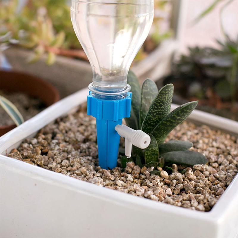 Set of 6 Plant Watering Devices with Bottle Adapter and Control Valve