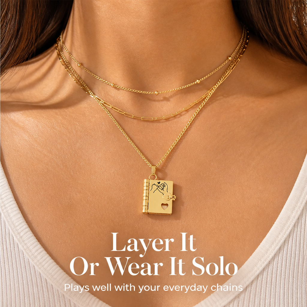EverBond™ – Pinky Promise Book Locket Necklace with Hidden Fold-Out Pages