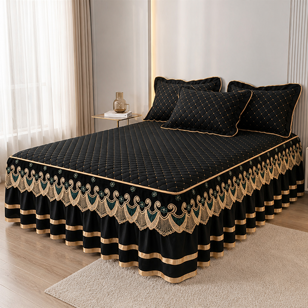 LuxeRuffle™ — Transform Your Bed into a Cloud of Cozy Elegance That Never Slips or Slides