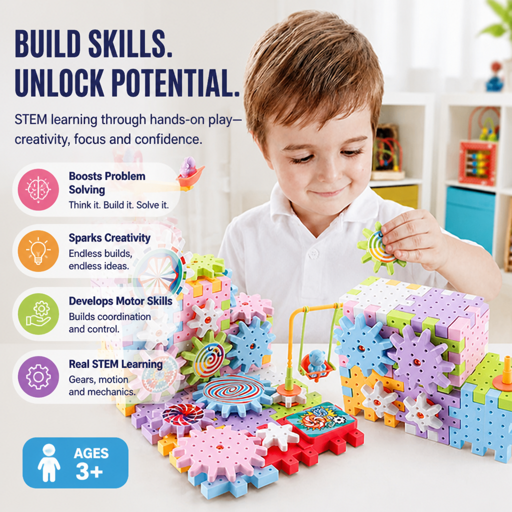 Dynamic GearBuilder™ — Ignite Your Child’s Genius with Every Build and Spin