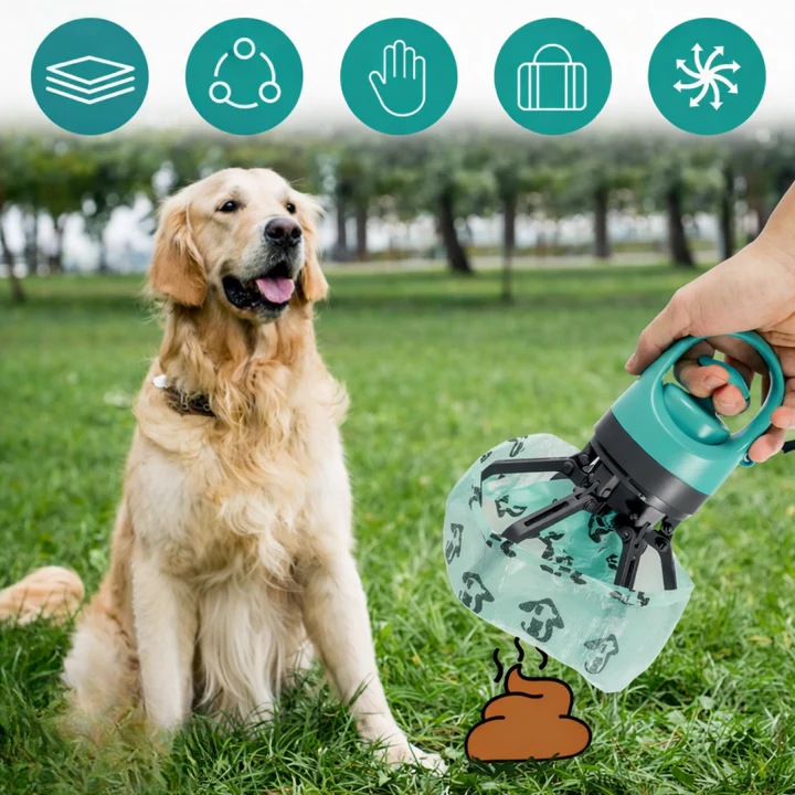 Contact-Free Dog Waste Picker with Built-In Bag Storage