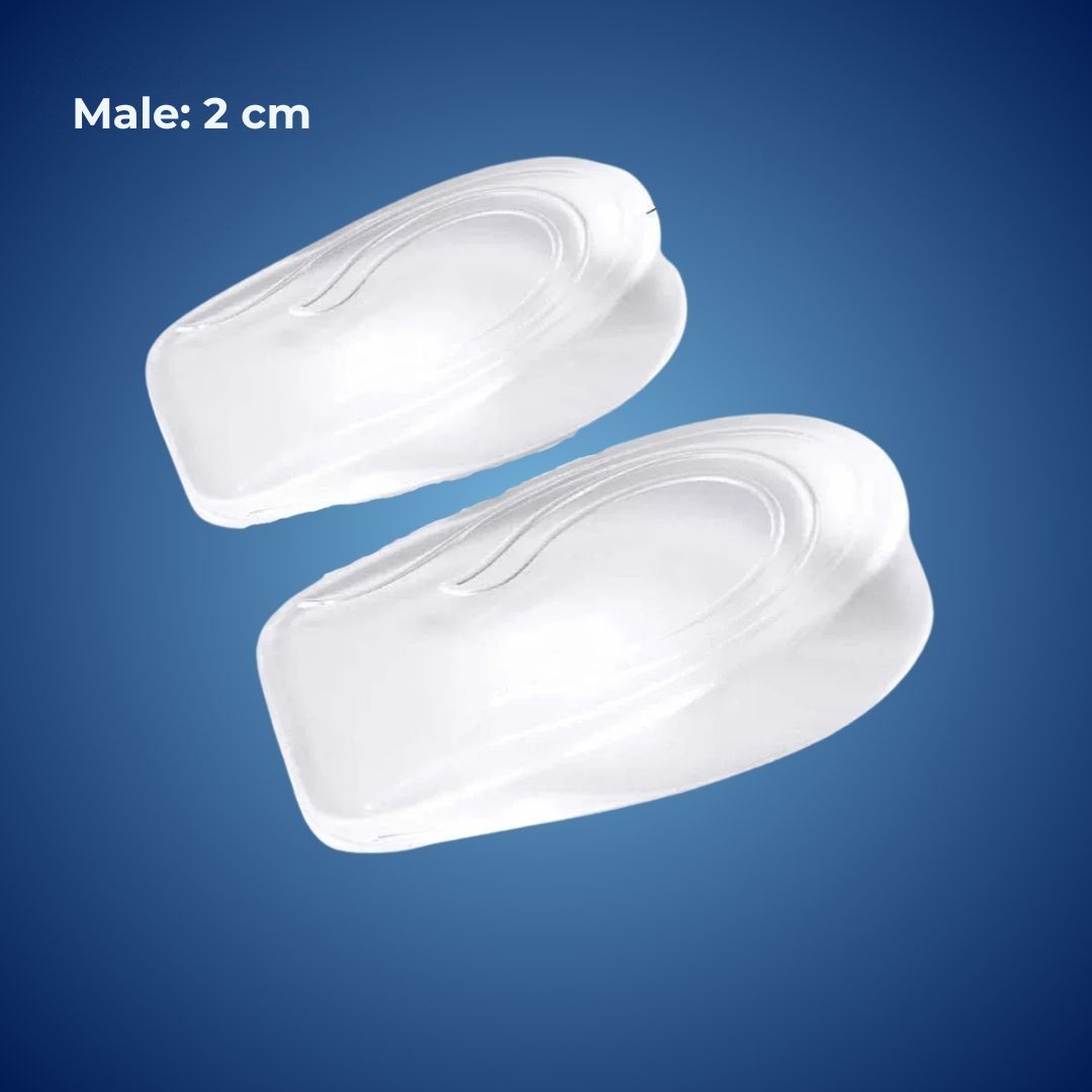Height Increasing Insoles and Silicone Gel Heel Cushions for Plantar Fasciitis