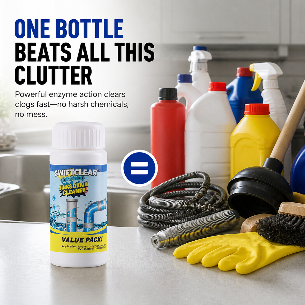 SwiftClear™ — Dissolve Hair, Grease & Gunk Clogs in Minutes Without Wrecking Your Pipes