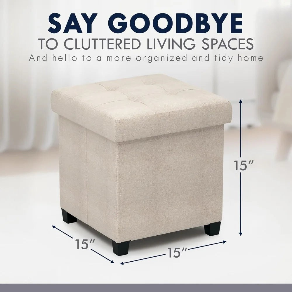 Square Ottoman Bench for Storage and Seating