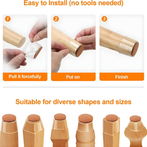 Felt-Padded Silicone Caps for Chair Legs – Protects Floors from Scratches