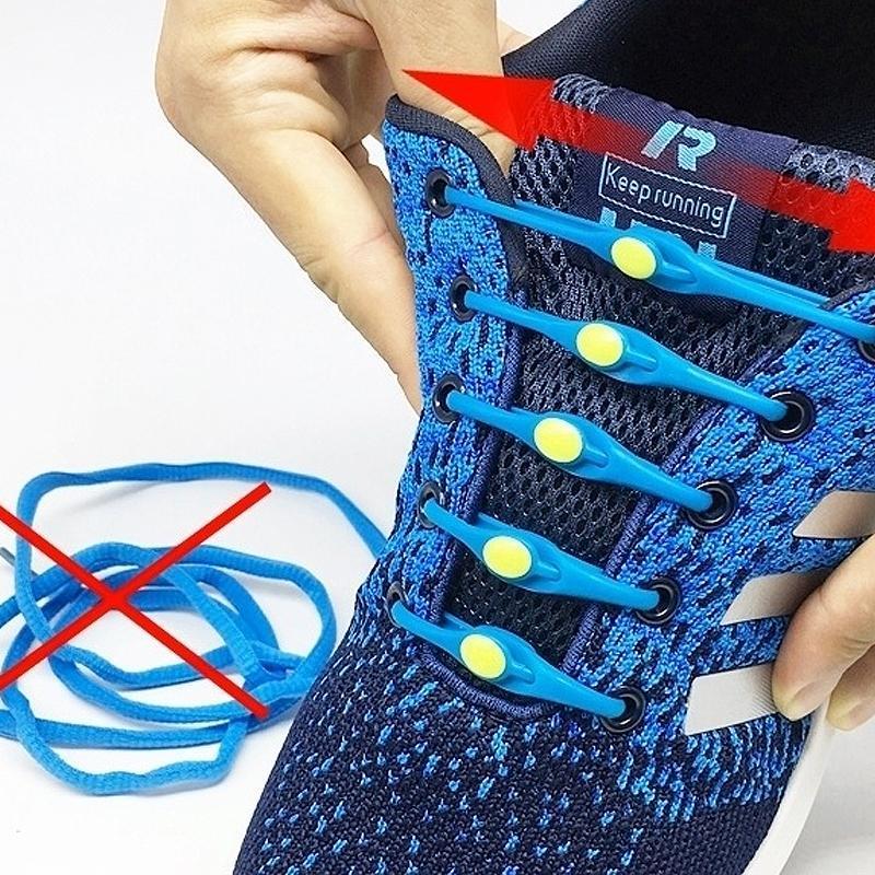 Set of 12 No-Tie Silicone Elastic Shoelaces