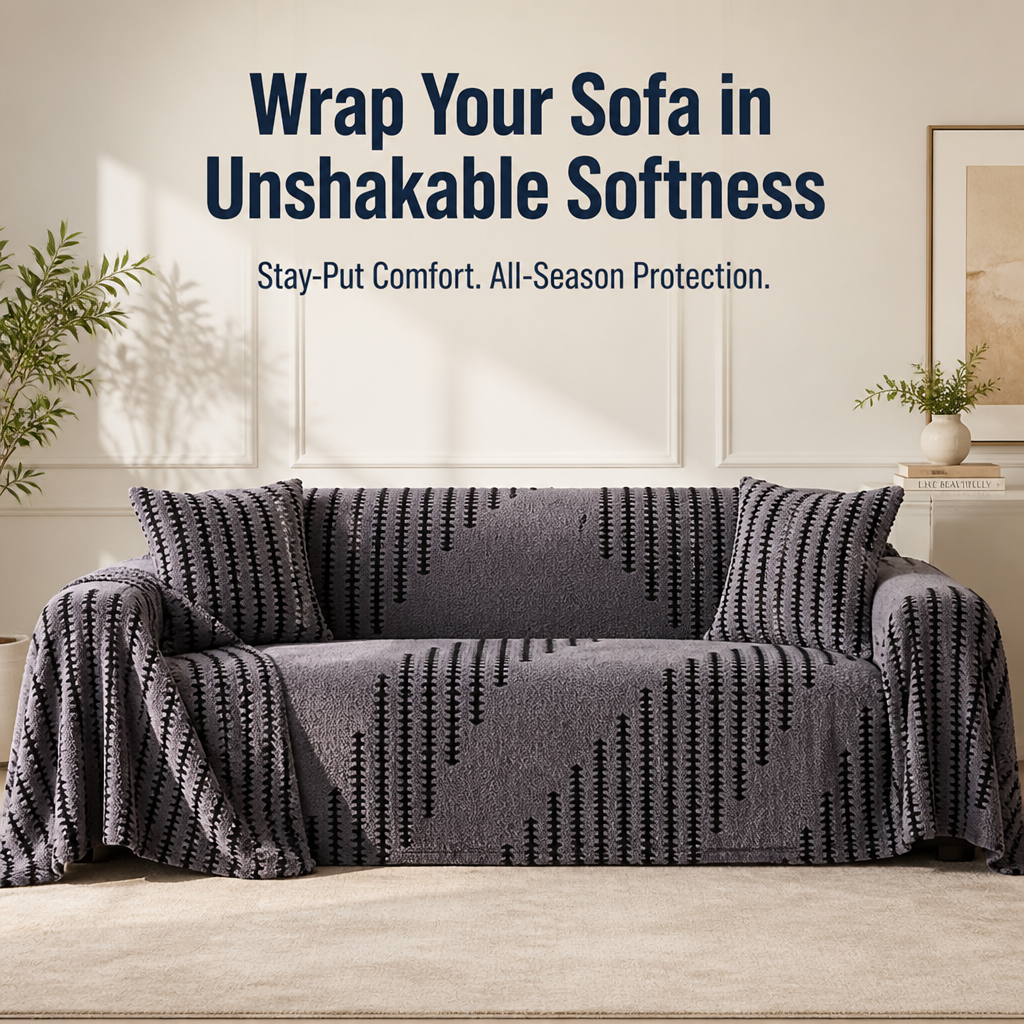 VeluraHug™ — Drape Your Sofa in Stay-Put, Cloud-Soft Warmth That Hides Pet Hair