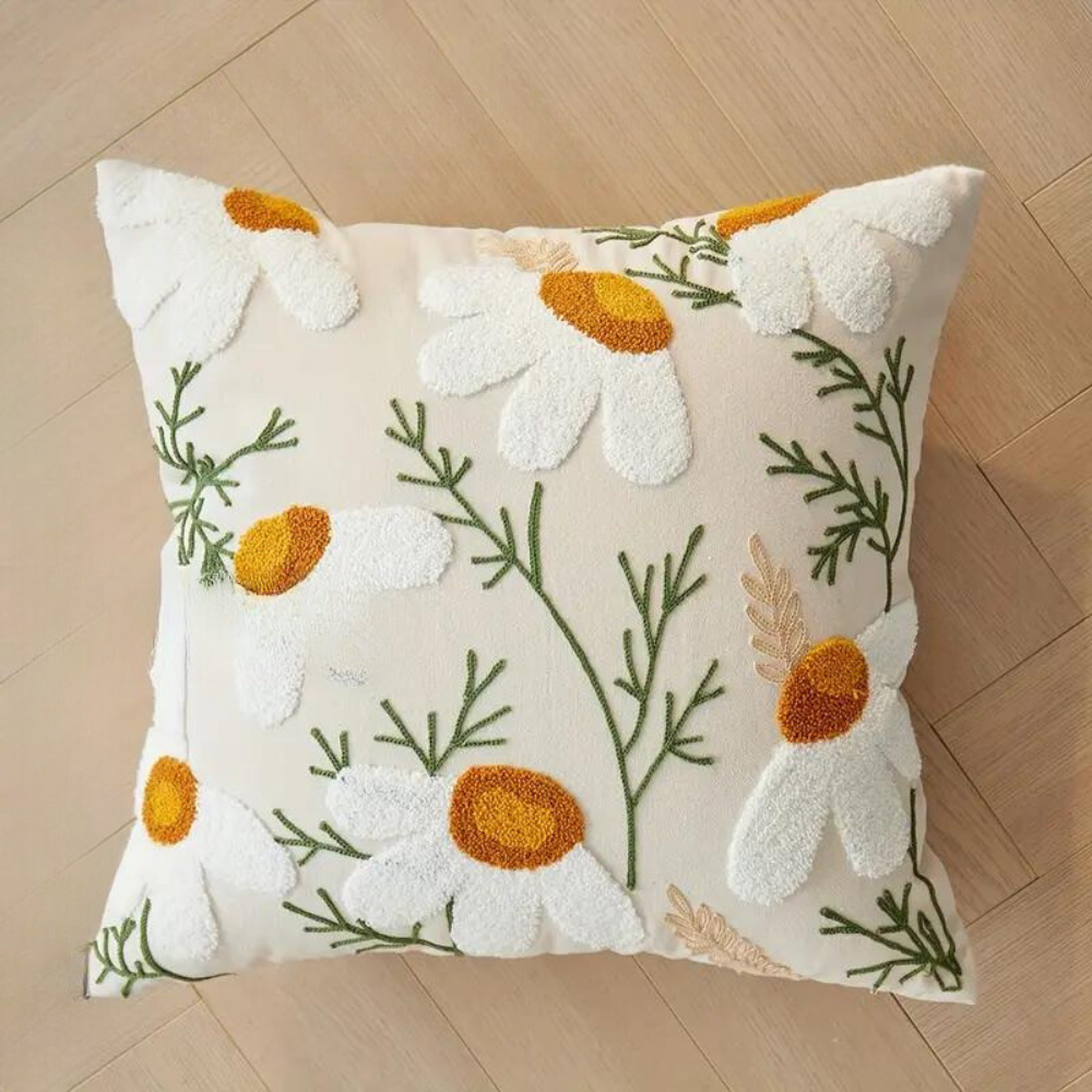 Floral and Botanical Embroidered Pillowcase