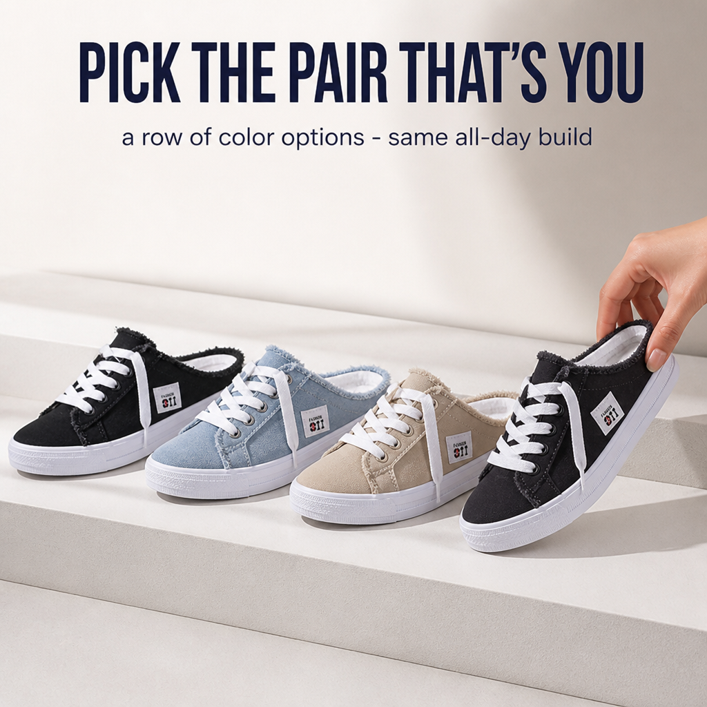 VivaStride™ Denim Mule Sneakers — Step Light, Look Fierce, Feel Unstoppable All Day