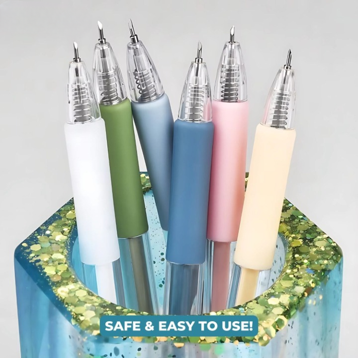 6-Pack Craft Knife Set with Rotating Blade and Pen Handle